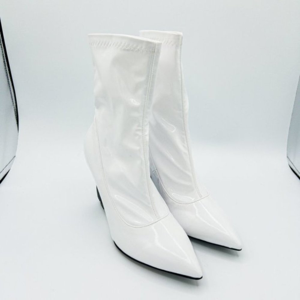 Moschino Women's Patent-Leather Pointed Toe Wedge Ankle Boots - Picture 5 of 14